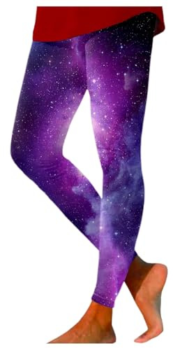 Nuqqichongtian Leggings con glitter da donna, Galaxy Leggings da donna, a vita alta, con stampa colorata, leggings da yoga, pantaloni da yoga, pantaloni da yoga, pantaloni da render con glitter