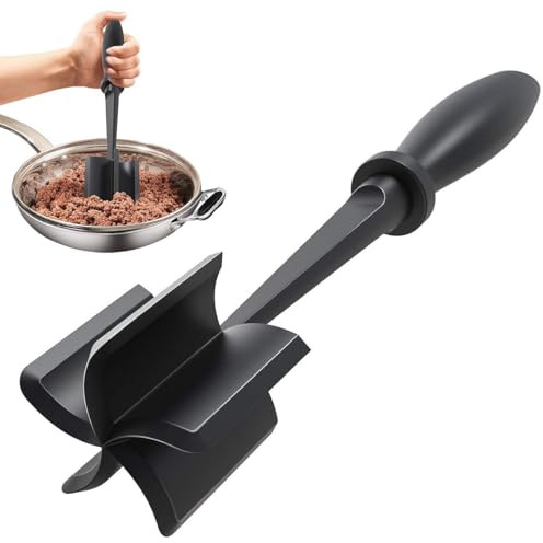 Mince Meat Shredder, Heat Resistant Meat Chopper with Non-Slip Handle 5 Curve Blades Nylon Ground Beef Chopper Tool & Hamburger Smasher for Kitchen Cooking Butter, Potato, Fruits (1Pcs)