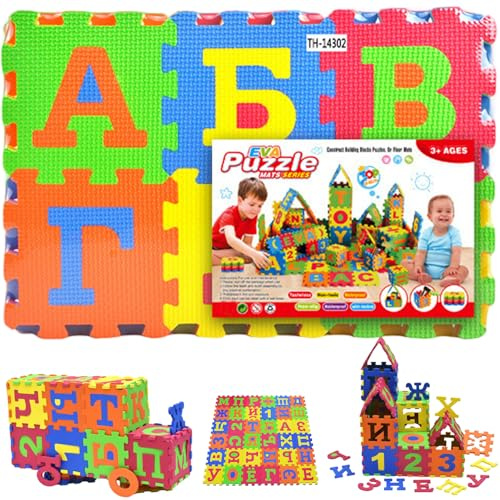 36 Tiles Puzzle Carpet, 31x31 EVA Foam Baby Mat for Floor Interlocking Russian Alphabet Foam Puzzles Mat for Play & Exercise for Babies and Toddlers, Assorted Color TOYS_AND_GAMES.