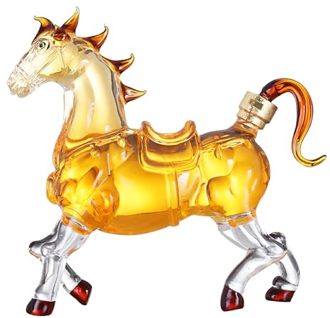 Decanter per whisky in vetro di cristallo a forma di cavallo, decanter per liquori di lusso per bourbon scotch vodka rum, regalo per bar di casa