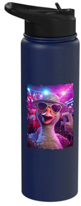 Dancing Goose Selfie Disco Ball Funny 70s Theme Party Stainless Steel Insulated Water Bottle
