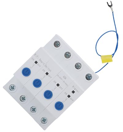 SEAFRONT WiFi Smart Circuit Breaker, 63A 4P Fjärrkontroll Strömbrytare, Koppar PC App-kontrollerad Effektbrytare med Timing Interlocking 4-kanalskontroll för Home Office Hotel School