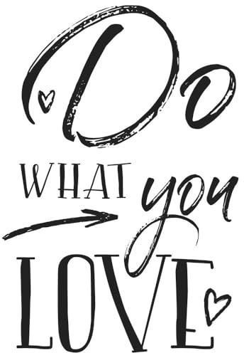 Rayher Hobby 29106000 Holzstempel Do What You Love, 7 x 10 cm, Text mit Aussagekraft, zum Gestalten von Karten u.v.m., Butterer Schrift-Stempel