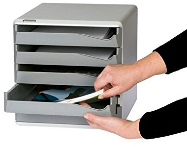 Leitz | Ablagebox | Post- und Formular-Set | Gehäuse grau | Schubladen dunkelgrau | 5 Schubladen