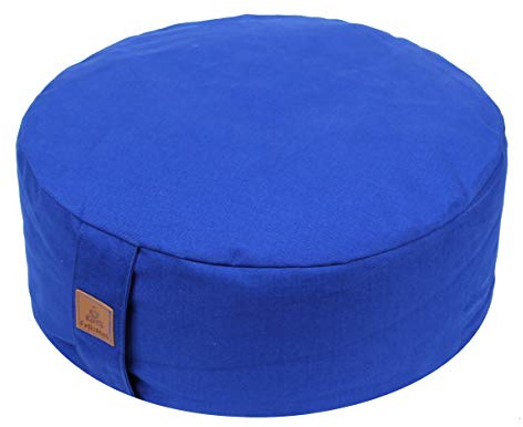 FelizMax Zafu Buckwheat Meditation Cushion,D=33cm/41cm H=14cm,Round Zabuton Meditation Pillow,Yoga Bolster Kneeling Pillow Premium Yoga Pillow Sitting on Floor Zippered Cotton Cover-33cm, Blue