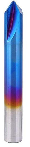 Fresa de chaflán 90, 90 grados Fresa de chaflán 2 Flauta Azul Recubrimiento azul Carburo de tungsteno cementado Fresa Broca para máquinas herramientas Máquinas fresadoras(10 * 75L)