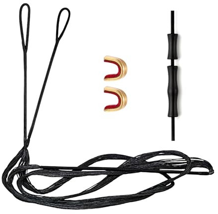 Deerseeker Bågskytte, bågsträng, ersättning med fingerskydd och 2 Nock Points, Dacron Bowstring 12, 14, 16 strängar bågtillbehör för Recurve Bow traditionell longbow 122-178 cm