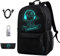BSTcentelha Mochilas Escolares para niños y Adolescentes, Mochila Luminosa de Anime con Puerto USB de Carga y Estuche de Lápiz Luminoso (Negro)