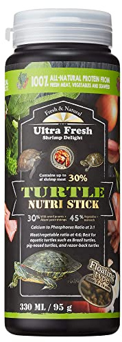 Ultra Fresh Turtle Nutri Stick, Wild Sword Prawn, Calcium & Vitamin D Enriched Aquatic Turtle Food with Probiotics for Picky Turtles, Made from All Natural Ingredients 95g