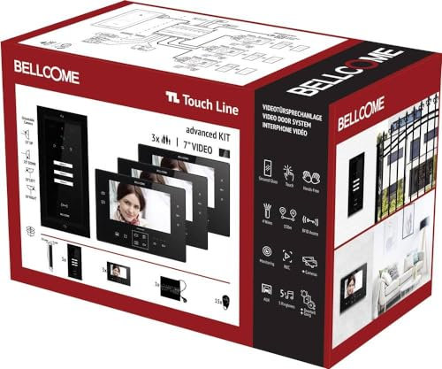Bellcome VKA.P3F3.T7S9.BLB04 - Videocitofono con cavo, set completo, 20 pezzi, nero