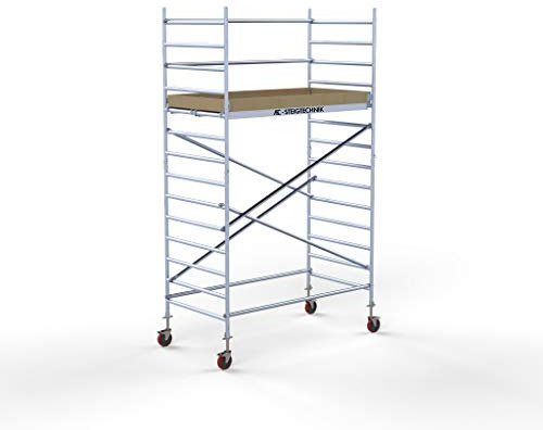 AC Steigtechnik PRO-L 250 Aluminium-Rollgerüst 5m Arbeitshöhe, Konfiguration für Wandstand (5,30 m Arbeitshöhe)