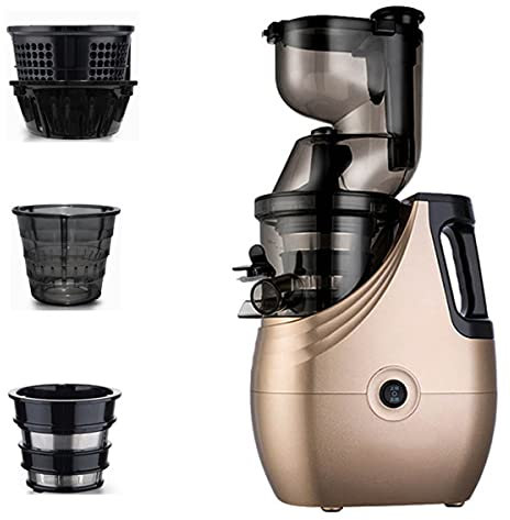 HIZQ Licuadora Prensada Exprimidor De Masticación Lenta, Exprimidor Exprimido En Frío De 3 Pulgadas De Ancho De Ranura Para Frutas Y Verduras, Exprimidor Vertical De Alto Rendimiento,Oro,B