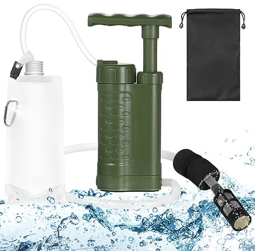Lixada Wasserfilter Outdoor Survival Outdoor Water Filter 3000 Litres Removes 99.99% Of All Bacteria And Germs, Portable Mini Water Filter System For Hiking, Camping, Survival