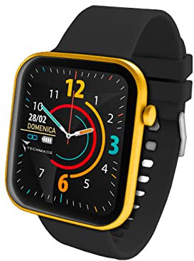 HAVA Smartwatch Techmade Nero/Oro Orologio Fitness Uomo Donna Full Touch Pedometro, Calorie, Distanza, Cronometro, Sleep Monitor, Sfondo personalizzabile, Music Control, Sport