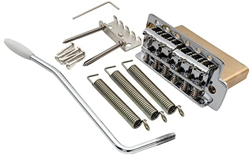Musiclily Pro 52.5mm Vintage 6-Screw Tremolo Bridge 36mm Solid Brass Block for Fender Squier Strat Stratocaster Style Electric Guitar, Chrome
