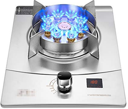 IBOWZ Tables de Cuisson à Gaz Table de Cuisson à gaz intégrée Plaque de Cuisson en Acier Inoxydable 33 x 43 cm,Brûleurs à Double Combustible GPL/NG à Neuf cavités en cuivre,Minuterie Intelligente