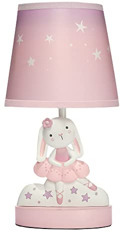 Bedtime Originals Tiny Dancer Bunny & Stars Pink Nursery Lamp with Shade & Bulb