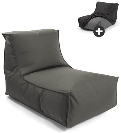 mokebo Sitzsack mit Schutzhülle für Kinder & Erwachsene 'Der Sundowner', Bean Bag mit Füllung oder Bodenkissen für Indoor & Outdoor, auch als Liegekissen, Relaxliege oder Liege in Anthrazit