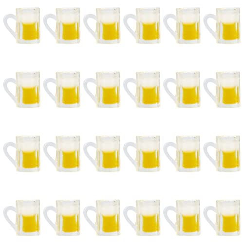 GORGECRAFT 24 Pz Mini Boccale di Birra Bicchieri Da Colpo Modello Boccali di Birra Ciondoli In Resina Trasparente Imitazione Bevanda Boccale di Birra Alla Spina Bottiglie di Alcol In Miniatura