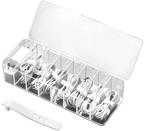 Cable Management Box, 1Pc Cable Organiser Box with 10Pcs Cable Ties, Cable Storage Box with Lid for Hiding Messy Cables Wire Management for Power Socket Sorting