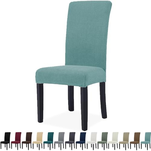 YSTELLAA Stuhlhussen 4er Set, Stretch Stuhlbezug Für Esszimmerstühle, Abnehmbarer Waschbarer stuhlhusse, Stuhlbezüge Elastisch, Hussen Für Stühle Für Hotel, Küche Restaurant, Hellblau