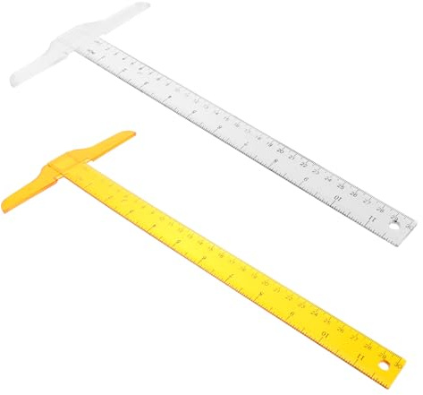 2 Stück T-lineal aus Kunststoff 30cm Transparent für Zeichnen | Hohe Genauigkeit, Sicher ohne Kanten, Leicht zu Verstauen, Büro und Zuhause