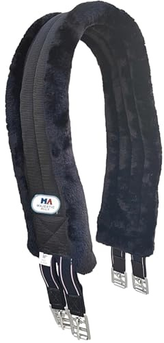 Majestic Ally Sottopancia imbottita in pile di visone, con elastici resistenti e ferramenta in acciaio inox, colore: marrone, 106,7 cm, 111,8 cm, 116,8 cm, 121,9 cm e 127 cm (nero, 127 cm)