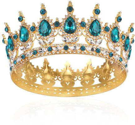 Volle Runde Mädchen Tiara Brautkrone Kristall Königin Krone Barock Tiaras Sparkly Strass Prinzessin Karneval Kopfschmuck Schmuck für Königin Kostüm Hochzeit Prom Geburtstag Pageant Party Haarschmuck
