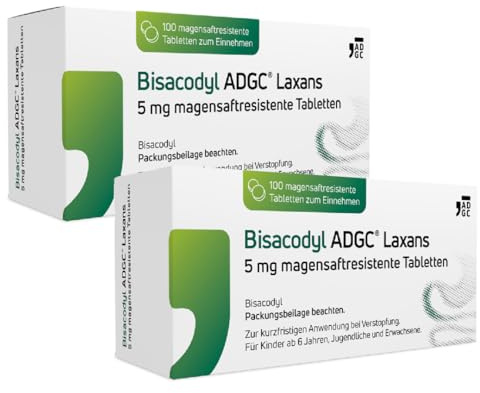 BISACODYL ADGC Laxans – 2x 100 St - Abführmittel bei Verstopfungen für erleichterten Stuhlgang - wirksam und gut verträglich – Stuhlweichmacher - Darmbewegung wird angeregt – planbare Erleichterung