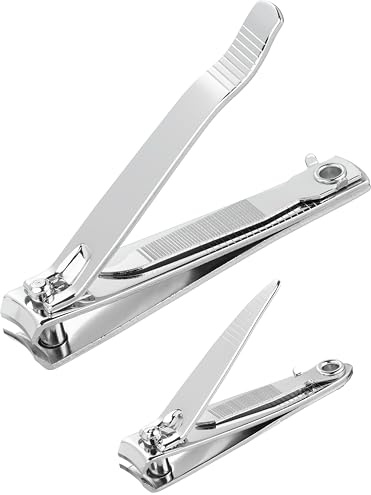 TITANIA Nagelknipser Set (liten + stor) • Nagelklämma liten för fingernaglar & Nagelknipser stor för tånaglar • För händer & fötter • Nagelskärarkomplet för damer & män förkromad