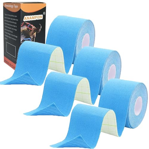 ANAMPION Kinesiotapes (3 Rollen,5cm*5m) Kinesiologie Tape Wasserfestes Kinesio Tape und Sporttape für Sport für Muskeln Schienbeinschienen Knöchel Knie Schulter(Blau)