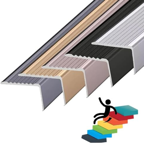 Treppenkante Treppenkantenprofil In L-Form Aus Aluminium，Rutschfeste Treppenkantenverkleidung, Für Treppenstufen Und Beckenränder，Stufen Kantenprofil Treppen Profil Winkelprofil(Noir,100x30mm)