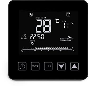 Thermomètre d'intérieur hygromètre numérique Tuya WiFi Smart Thermostat Plancher électrique Chauffage de chauffage/gaz Téléténiste Télétéopathie Mobile Téléphone Appliquer Avec écran LCD(Zwart,16A)