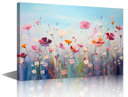 1 Panel Wall Art Flowers Painting Print On Canvas Floral Pictures For Bedroom Home Decor Blooming Modern Artwork Botanical Paintings Stretched By Wooden Frame Ready to Hang, 36x24in