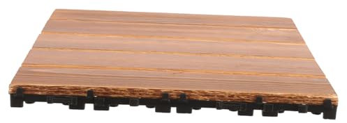 KONTONTY Outdoor Wood Flooring Interlocking Deck Tiles Waterproof Wood Tiles for Patio Balcony Garden Easy-install