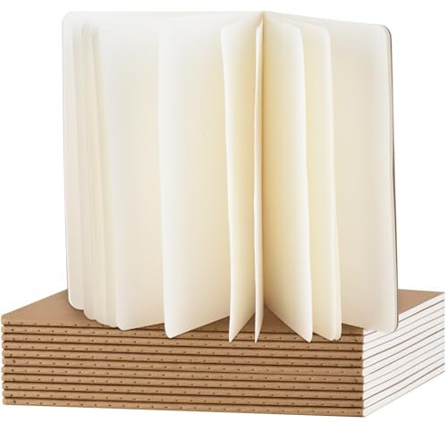 ZCZN Notizbuch A5 blanko, 12 Stück Kraft Cover Notizheft mit 30 Blatt, Heft für Büro und Schule