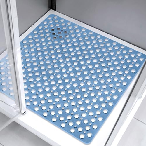 Quadratische Duschmatte, rutschfest, Anti-Schimmel, 70 x 70 cm, große Duschmatte für begehbare Duschwanne, weiches Gummi, rutschfeste Badewannenmatte für Badezimmer, nassen Boden, maschinenwaschbar