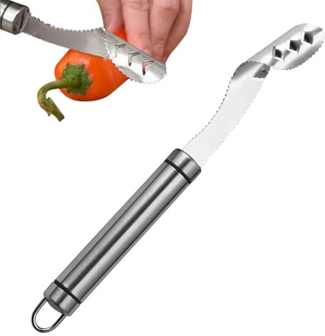 Tomatenentkerner, Kernentferner für Paprika - Küchen-Chili-Entkerner aus Edelstahl | Kernentferner für Haushaltstomaten, tragbarer Entkerner für Paprika-Auberginen