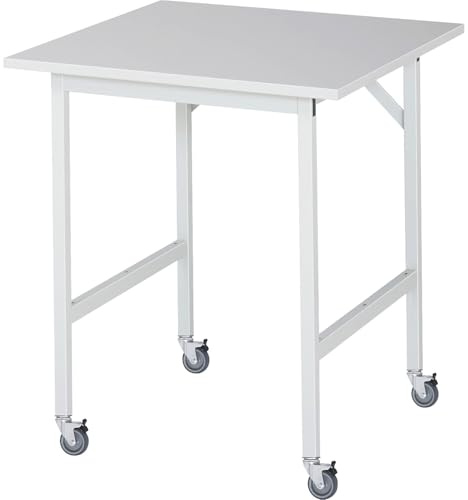 kaiserkraft | Arbeitstisch | fahrbar | Melaminplatte | Stärke 22 mm | 30 x 30 mm | BxTxH 750 x 800 x 900 mm