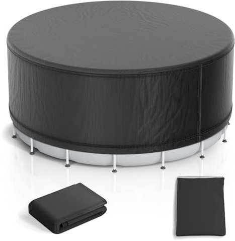 215×70CM Round Hot Tub Cover, 6 Persons Hot Tub Cover Protector, 420D Full Coverage Hottub Surround Pool Covers-UV Resistant & Waterproof Overall Spa Safety Protector for Outdoor Tubs (Black)
