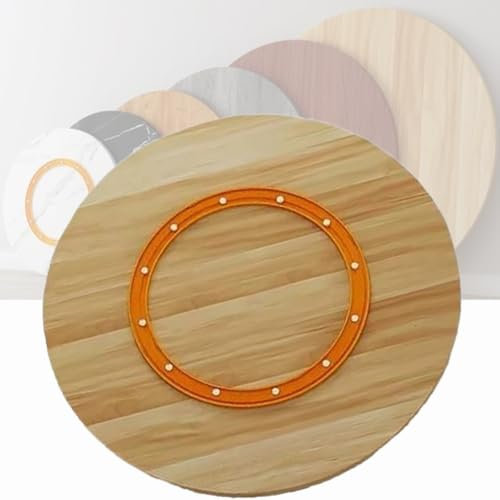 Plateau rotatif en bois massif pour salle à manger - Grand plateau de service rond - Finition noyer clair - 90 cm