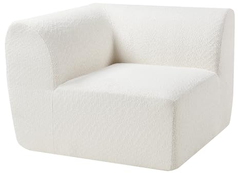 [en.casa] Module de Canapé d'angle Composable Chauffeuse Siège Élément de Canapé Modulaire Assise avec Accoudoir Salon Chambre Séjour Rembourré Confortable Polyester Crème 76 x 108 x 108 cm