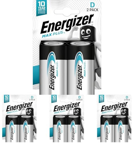 Energizer PILAS Alkaline Max Plus ENR D/LR20/E95 BP2 BR CAJA 6 Pile E301323900 Chrome (Lot de 4)