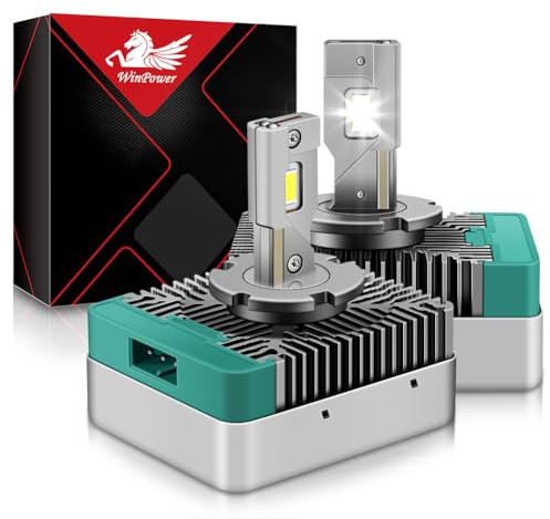 WinPower D5S LED Bombilla Faro 35W 5200LM 6000K Blanco Frío Luz Carretera Cruce xenón HID Kit de conversión, 2 Piezas