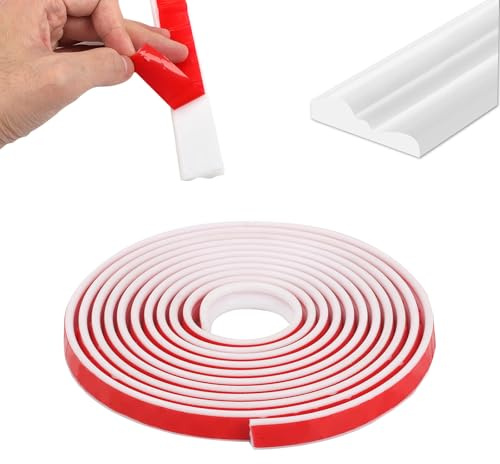 20 Ft Wall Molding Trim Self Adhesive, Flexible Wall Trim Peel and Stick Decorative Panel Moulding, Floor Edging Trim Tpe Decorative Strips for Walls, Cabinet, Door, Mirror Frame, Furniture (6x2.2cm)