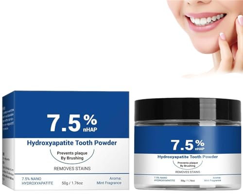 7.5% Hydroxyapatit Zahnpulver Für Zahnschmelzschutz, Zahnpasta Hydroxylapatit Für Empfindliche Zähne Und Aufhellung, Natürliche Formel, Zahnpasta Weisse Zähne, Frischer Atem, Zahnreinigung (1)