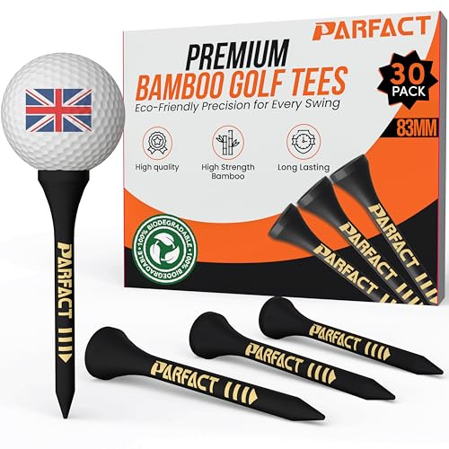 ParFact Golf-Tees aus Bambus, 83 mm, Schwarz, 30 Stück