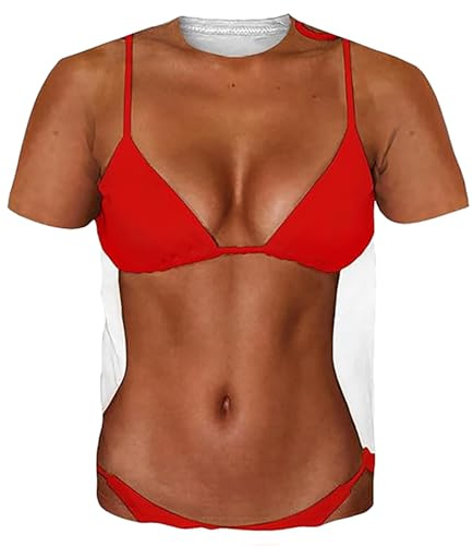 Generisch 2025 T-shirt à manches courtes Muscle pour hommes Impression 3D Décontracté Drôle Top Nouveauté Motif Manches Courtes T-shirt Débardeur Homme Imprimé, rouge, M