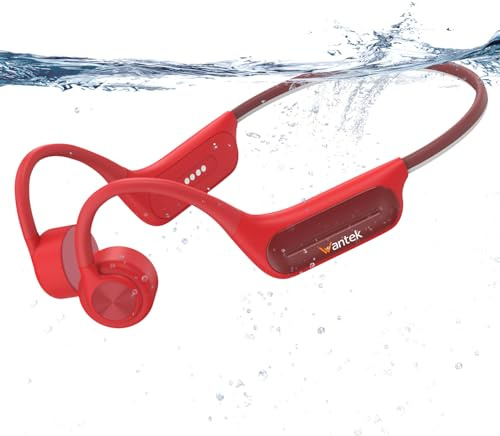Wantek Knochenschall Kopfhörer,Kopfhörer Schwimmen, Bluetooth IP68 wasserdichte Kopfhörer Schwimmen mit 32GB Speicher MP3 Player, Open Ear Sport Kopfhörer Kabellos für Schwimmen Laufen