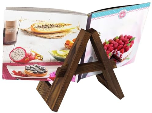 Fenayuu Supporto per ricettario da cucina, in legno rustico, per piano di lavoro, leggero, per famiglia, adolescenti, adulti, bambini, nonni